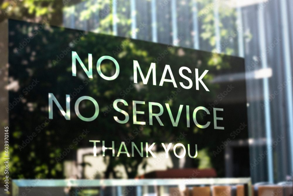 No mask, no service poster at cafe