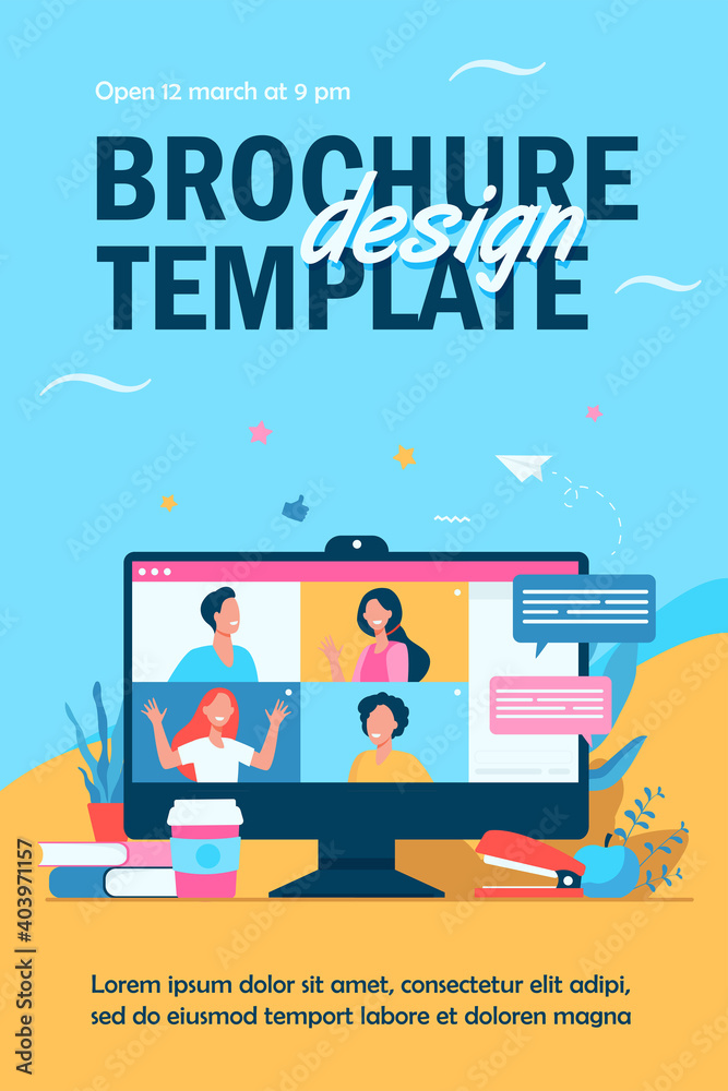 Desktop with virtual meeting or videoconference Desktop with virtual meeting or videoconference