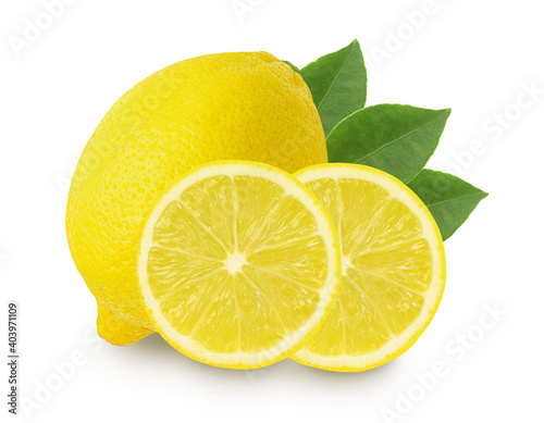 lemon fruit and sliced isolated on white background,Juicy lemon.