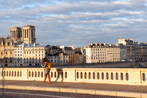 Photography Louis Philippe bridge in Paris city