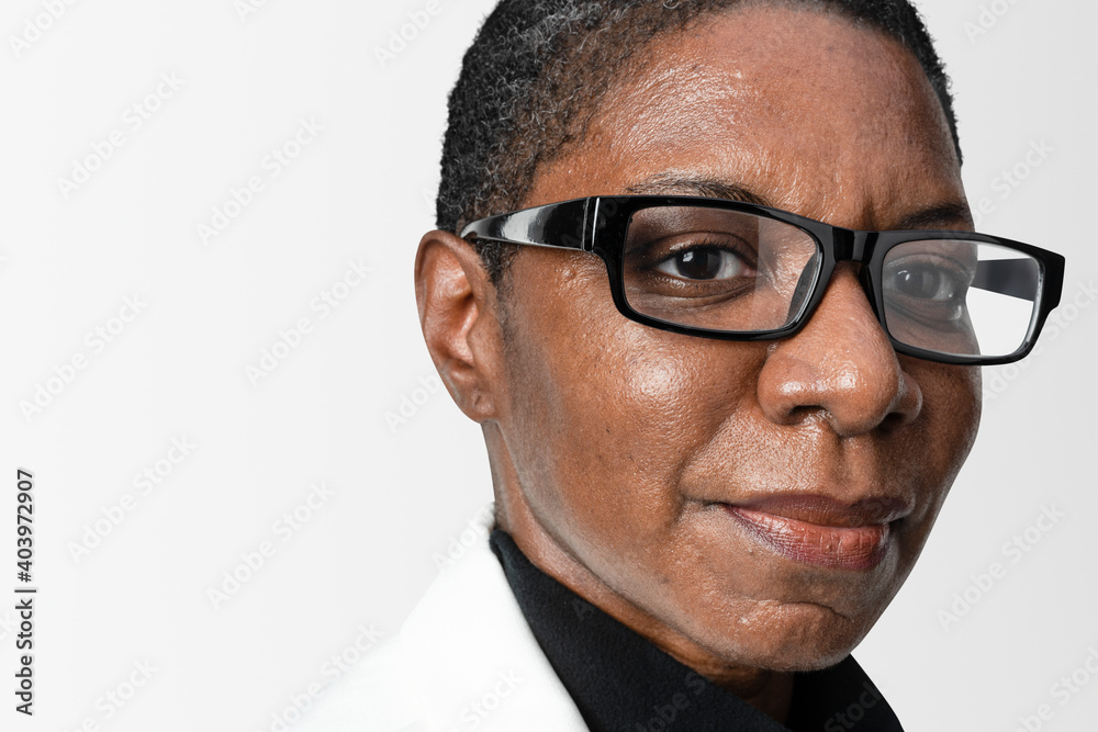African American woman in beige suit portrait African American woman in beige suit portrait