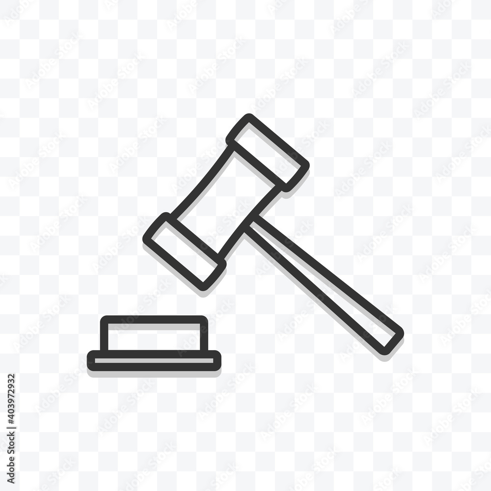 Judge gavel icon vector illustration isolated on transparent background.