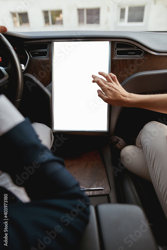 On board computer in electric car with blank display