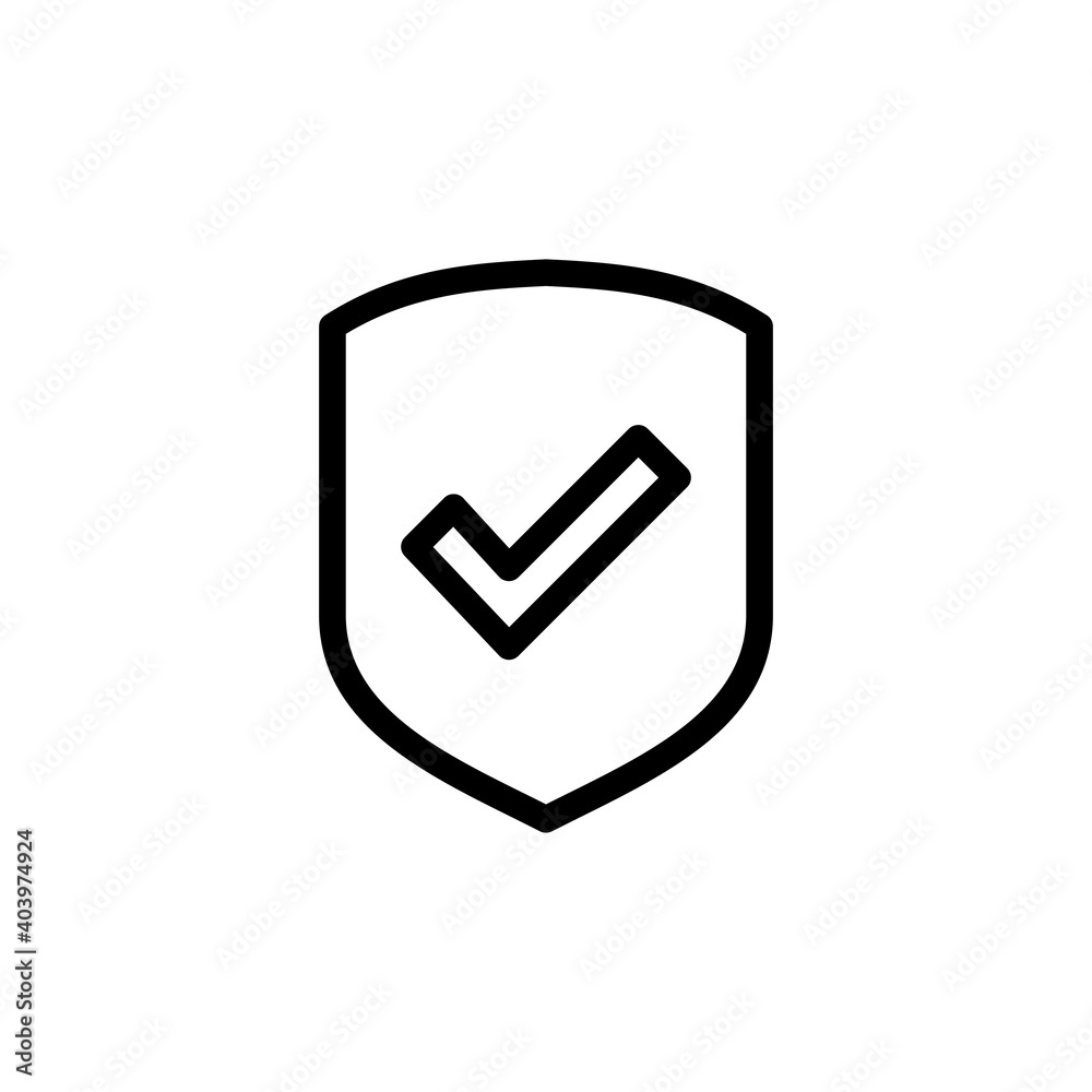 Shield check mark icon vector. Protection approve sign. Safe icon vector Shield check mark icon vector. Protection approve sign. Safe icon vector