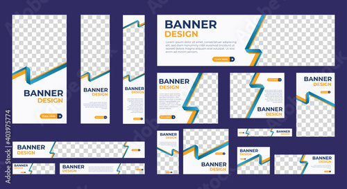 Abstract banner design web template Set, Horizontal header web banner. Modern Gradient Blue cover header background for website design, Social Media Cover ads banner, flyer, invitation card