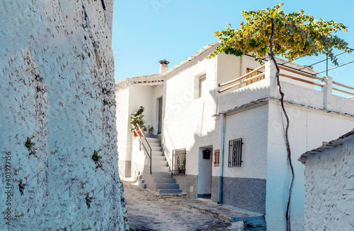 Street in the town of Pampaneira in Granada