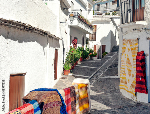 Street in the town of Pampaneira in Granada photo