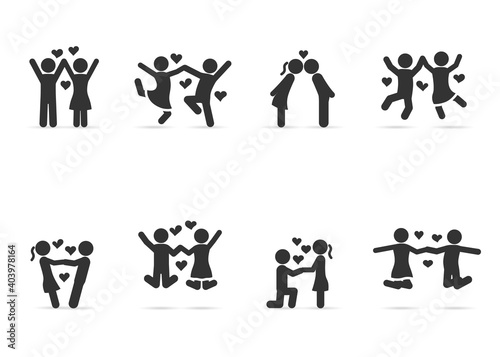 Vector set of couple in love.