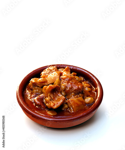 Spanish callos surrounded by white background