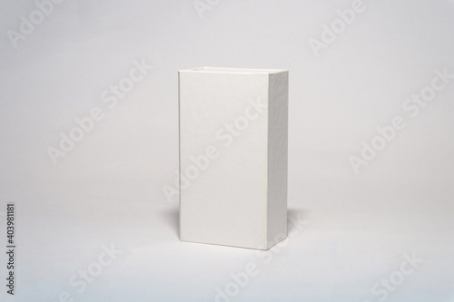 Close up white box template on white background,  mock up design