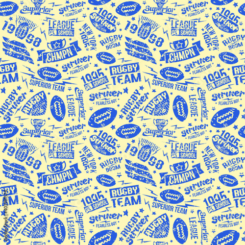 Rugby team seamless pattern