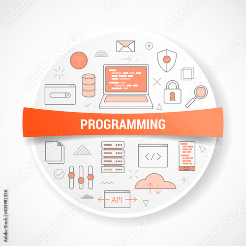 programming concept with icon concept with round or circle shape