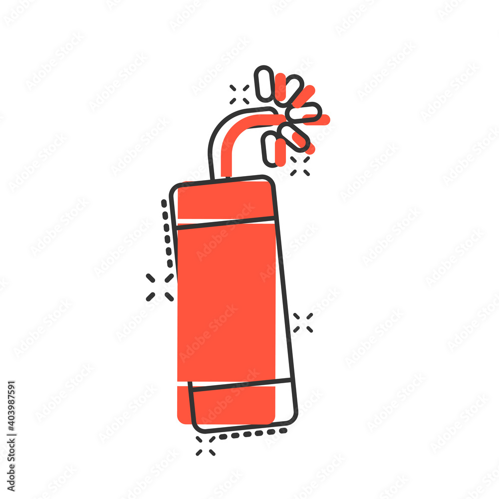Obraz premium Bomb icon in comic style. Dynamite cartoon vector illustration on white isolated background. C4 tnt splash effect business concept.