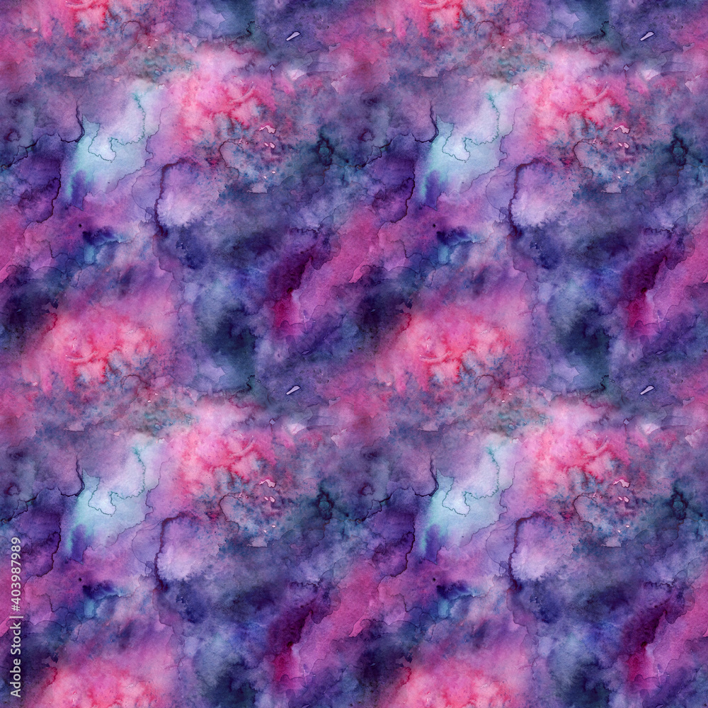 Watercolor tie dye seamless pattern with galaxy vibe.