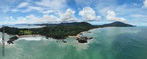 Bild auf Leinwand The Telok / Teluk Melano Coastline and Beach at the most southern tip of the Tan