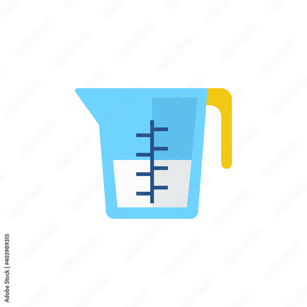 Flat Design Style Kitchenware measuring cup icon. food jug for measuring quantity equipment. liquid glassware utensil. vector illustration design on white background. EPS 10 Flat Design Style Kitchenware measuring cup icon. food jug for measuring quantity equipment. liquid glassware utensil. vector illustration design on white background. EPS 10