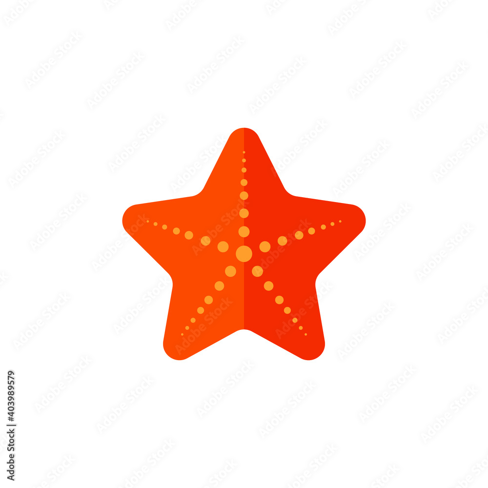 Flat Design Style Starfish icon. mollusk invertebrate sea animal. coral marine animal. sea stars logo starshaped echinodermata class Asteroidea. vector illustration design on white background. EPS 10 Flat Design Style Starfish icon. mollusk invertebrate sea animal. coral marine animal. sea stars logo starshaped echinodermata class Asteroidea. vector illustration design on white background. EPS 10