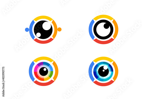 Eye vision icon set - eye symbol. flat eye sign vector. colorful eye icons 