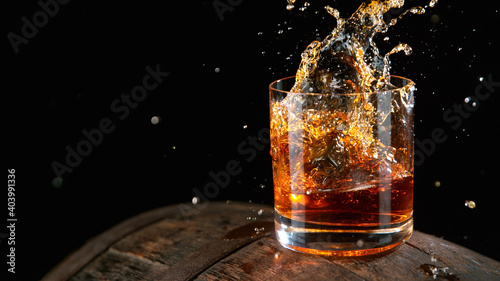 Whiskey Liquid falling into...