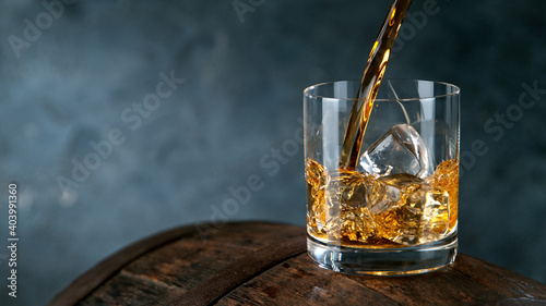 Whiskey Liquid falling into...