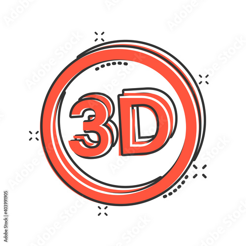 3d text icon in comic style. Word cartoon vector illustration on white isolated background. Stereoscopic technology splash effect business concept.