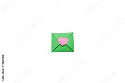 Free Download Green envelope isolated on a white background.  Valentine's day gift.  Valentine's day concept. Space for text. - GFXLoad