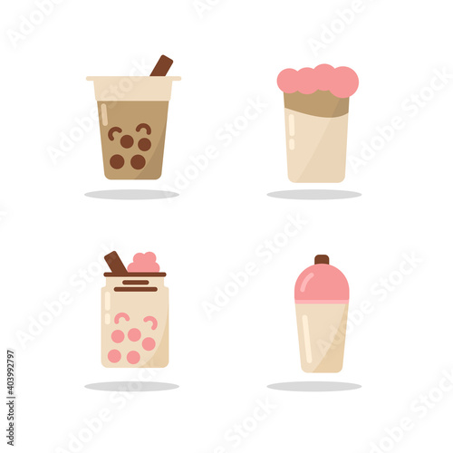 ice illustration set with a boba flat style