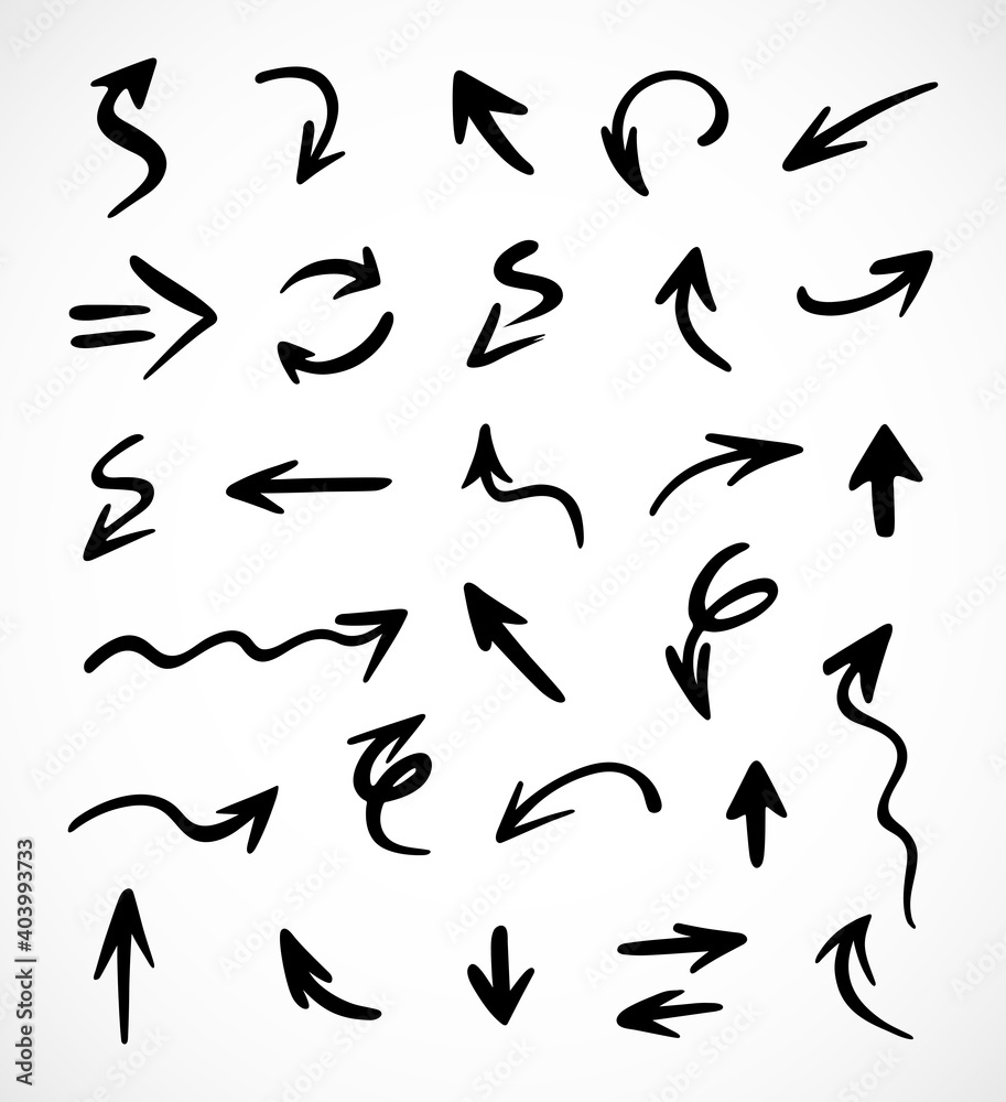 Vector set of hand-drawn arrows, elements for presentation Vector set of hand-drawn arrows, elements for presentation