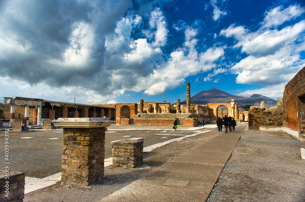 Pompeii, ancient archaeological excavations without tourists because of the crown virus covid-19