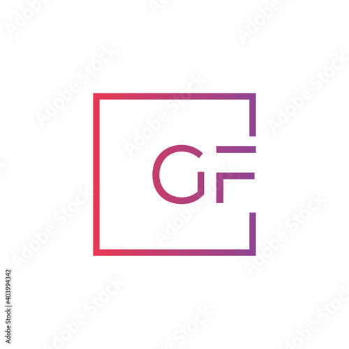 Creative initial letter GF square logo design concept vector
