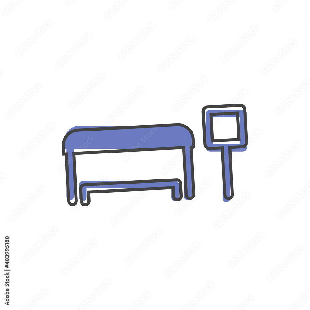Bus station vector icon cartoon style on white isolated background. Bus station vector icon cartoon style on white isolated background.