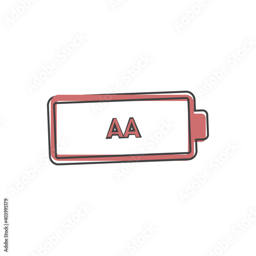 Battery vector icon on cartoon style on white isolated background.