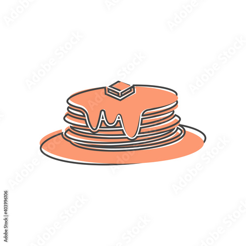 Pancake vector icon on cartoon style on white isolated background.