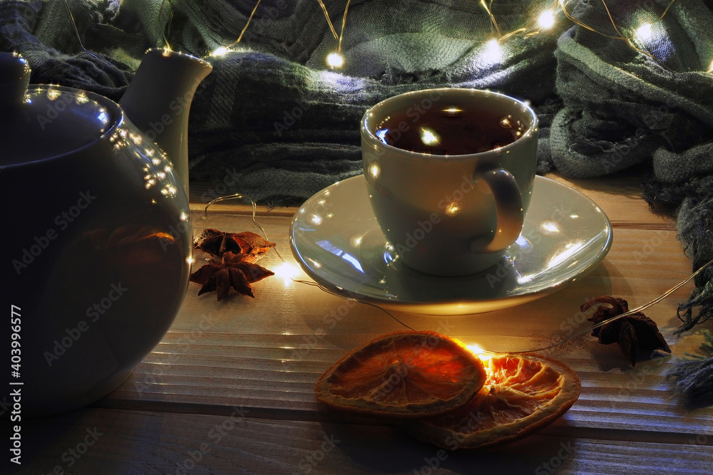Fototapeta premium Christmas cookies with marmalade on a wooden surface. Christmas mood.