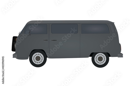 Grey retro van. vector illustration