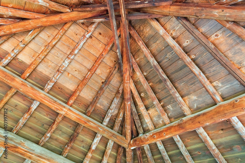 Fotografi beautiful wooden roof from the inside