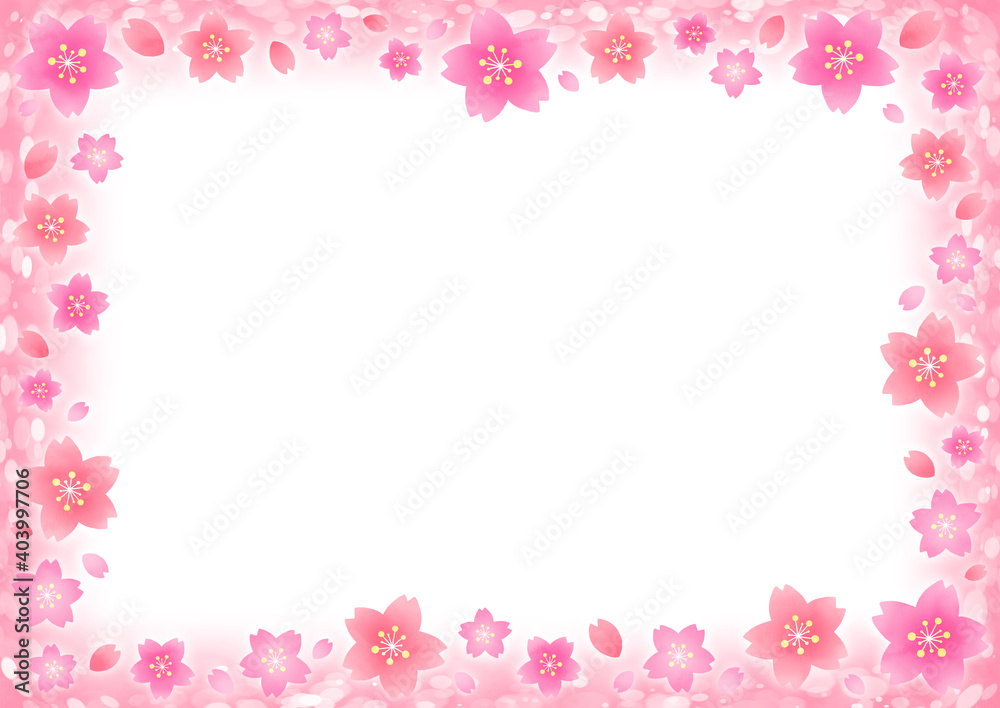ふんわり桜のフレーム　ピンク