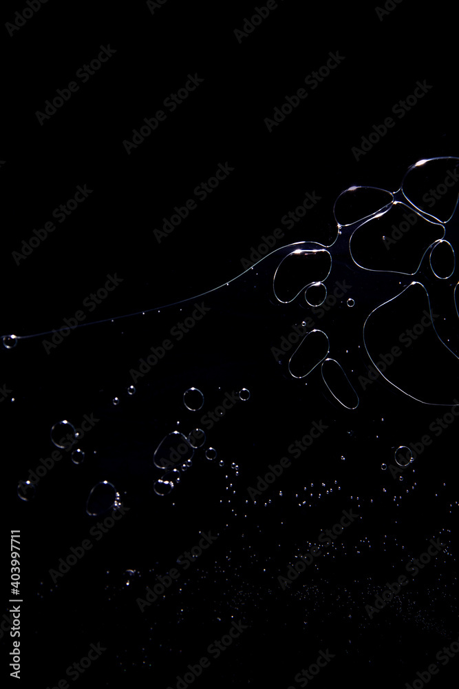 Close up of soap bubbles on flat surface