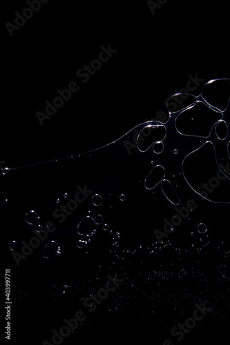 Close up of soap bubbles on flat surface