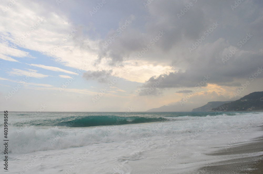 Waves and Clouds on the Sea. Varigotti, Italy