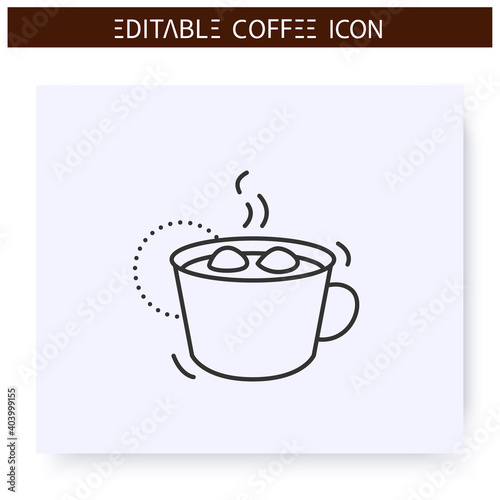 Coffee with marshmallow line icon.Type of coffee drink with topped marshmallow. Cocoa drink. Coffeehouse menu. Different caffeine drinks receipts concept. Isolated vector illustration. Editable stroke