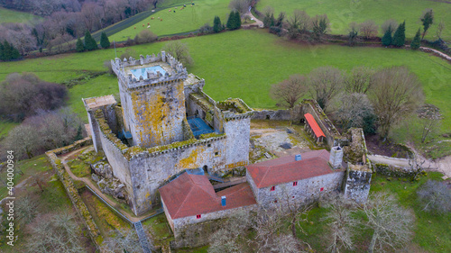 aerial view Pambre Castle in Palas de Rei Lugo