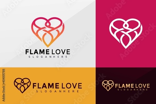 Flame Love logo vector, Brand Identity Logos design, modern logo, Logo Designs Vector Illustration Template