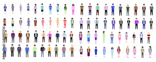 Multiethnic group of working people standing together on white background, diversity and multiculturalism. Set of full body diverse business people. Working man and woman