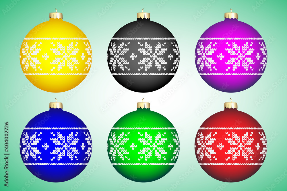 Set of Christmas balls of different colors with a pattern. Vector illustration. Set of Christmas balls of different colors with a pattern. Vector illustration.