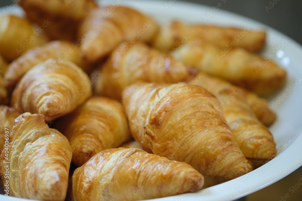 Croissant bread on buffet line Croissant bread on buffet line