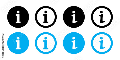Information icon. Vector isolated info icons signs on white background. Black and blue information symbols. Stock vector