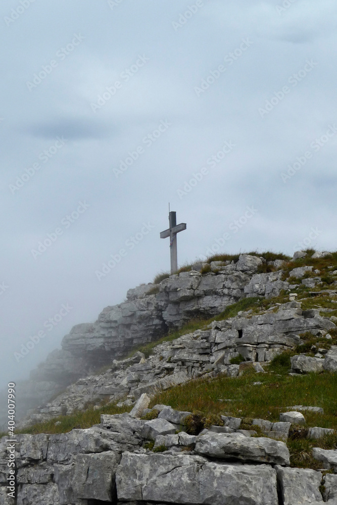 Summit cross of Soiernspitze mountain, Bavaria, Germany Summit cross of Soiernspitze mountain, Bavaria, Germany