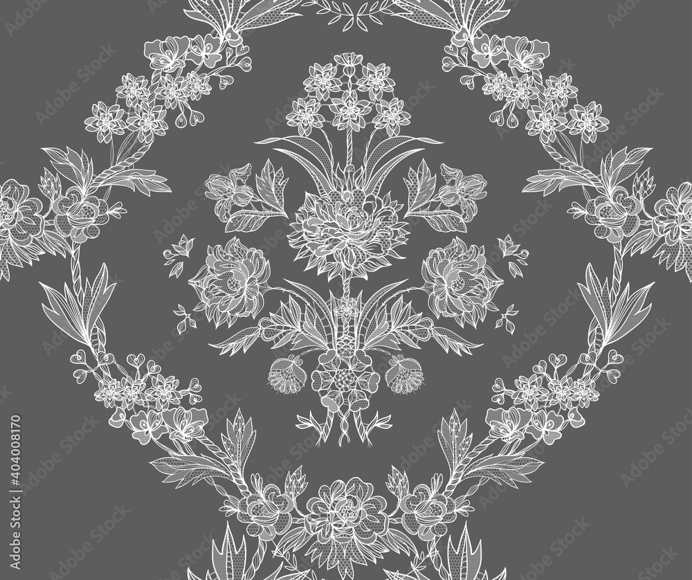 Fototapeta premium lace seamless ornate damask element. vector illustration