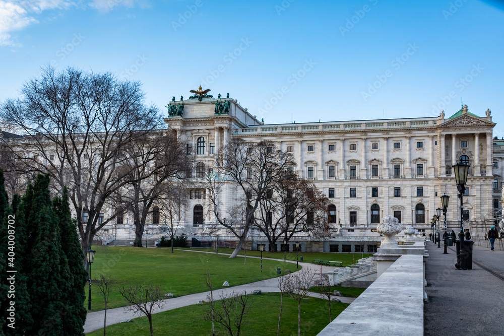 Obraz premium The Burggarten park, which is part of the Hofburg Complex in Vienna, Austria. This park was restricted to the public duing the Austrian Empire, until 1918.